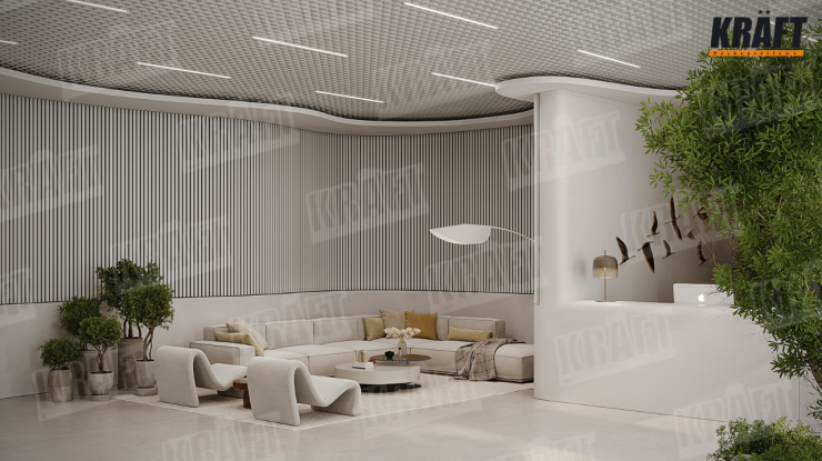 Light. Lines. Metallic. The formula for the perfect hotel reception space by KRAFT